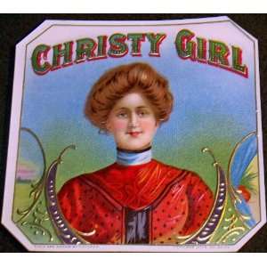  Christy Girl Embossed Outer Cigar Label, 1910s 