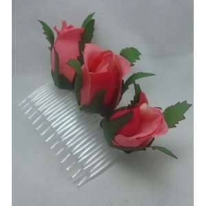  NEW Light Pink Rose Bud Hair Comb, Limited.: Beauty