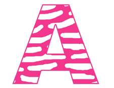 ZEBRA PINK ALPHABET LETTER NAME WALL STICKERS DECALS  