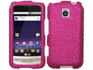 HOT PINK BLING CRYSTAL CASE COVER LG OPTIMUS M 690  