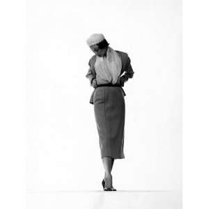 Model Dorian Leigh Wearing Suit by Hattie Carnegie with Organdy Boa 