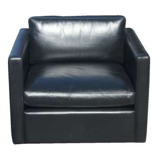   KNOLL Charles Pfister Black Leather Lounge Chairs PRICE REDUCED  