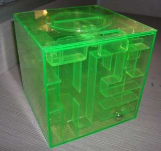 Puzzle 3D Maze Game Money Coin Bank Box Green  