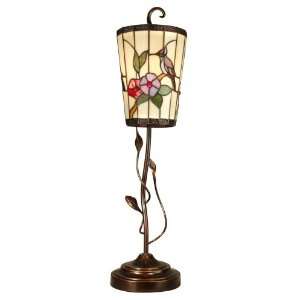  Dale Tiffany Hummingbird and Vine Art Glass Accent Lamp 
