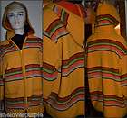   Native Navajo Indian Print Blanket HOOD Jacket WOOL Mexican Coat L