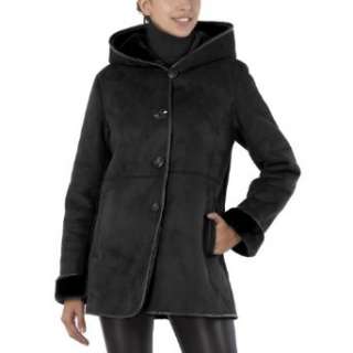  BGSD Womens Hooded Faux Shearling Coat with Faux Leather 
