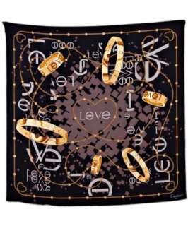 Cartier black love bangle and chain print silk square scarf   