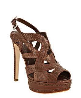 Christian Dior brown studded leather Audace platform sandals 
