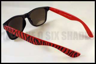 WAYFARER Retro Style Sunglasses ZEBRA RED Frame New  