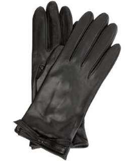 Portolano black nappa leather bow detail gloves   