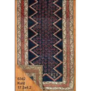    4x17 Hand Knotted Kurd Kurdistan Rug   42x173: Home & Kitchen