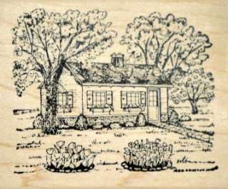 Northwoods rubber stamp Spring House Tulips Country Cottage  