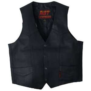 Hot Leathers Black Small Heavyweight Cowhide Motorcycle Leather Vest