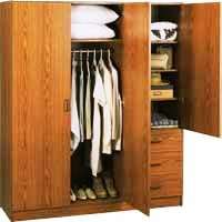 Very Large Oak 2 Door Wardrobe Closet w/ 3 drawers and Door
