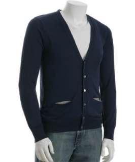 Paul Smith PS dark blue cotton v neck cardigan  