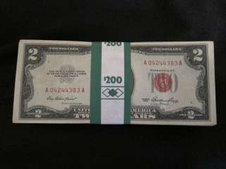   )* 1953 & 1963 $2 RED SEAL UNITED STATES NOTES $200 FACE VALUE VG XF