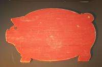 Antique Primitive Hand Made Pig Cutting Board Red Paint  