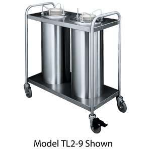   HTL2 9A Trendline Mobile Adjustable Heated Two Tube Dish Dispenser for
