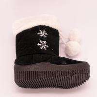 Baby Toddler Girls Faux Fur Trim Pom Poms Winter Booties Black Size 4 