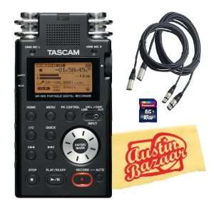  Tascam DR 100 Portable Digital Recorder Bundle with Two 10 