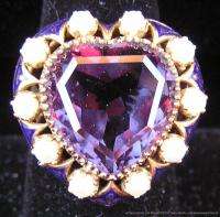   Ladies 14k Yellow Gold Ring w 6ct Ruby Pearls Damascene Sz 8  