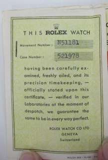 ROLEX OYSTER PERPETUAL CHRONOMETER WATCH WITH ORIGINAL 1947 ROLEX 
