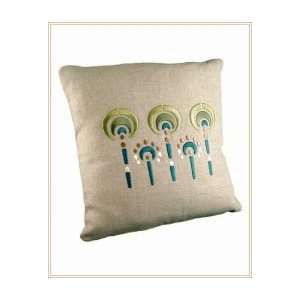  Green Peacock Feathers Pillow, Natural, One: Home 