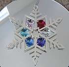 Snowflake Ornament made with 6 Swarovski Crystal Prisms, Silver Plated