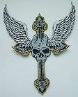 pc108 flame winged skull cross biker embroidery patch $ 3 60 time left 