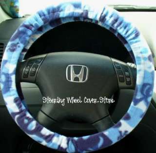 Car Steering Wheel Cover Blue Skull Crossbone Print NEW  