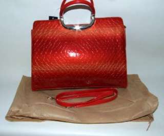 Red Moc Croc Mini Laptop Bag Briefcase Travel Tote NWT  