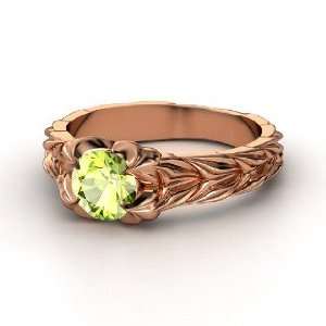    Rose and Thorn Ring, Round Peridot 14K Rose Gold Ring: Jewelry