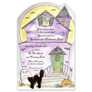    Haunted House with Cat Holiday Invitations