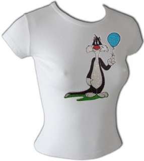   Tunes Sylvester Cat Tweety Authentic WB Cartoon Sexy T Shirt Clothing