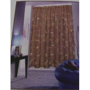 Chocolate Sheer Renaissance Embroidered Organza Panel Tier Curtain 60 