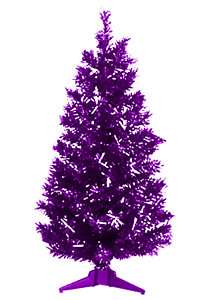 PRE LIT CHRISTMAS TREE / RETRO / PURPLE TINSEL / 2 FT  