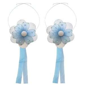  Blue Multi Layered Daisy Flower Curtain Tieback Pair / Set 