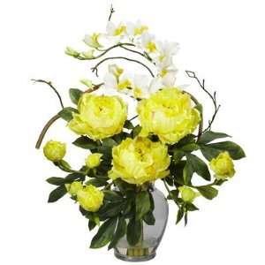   Nearly Natural Peony & Orchid Silk Flower Arrangement