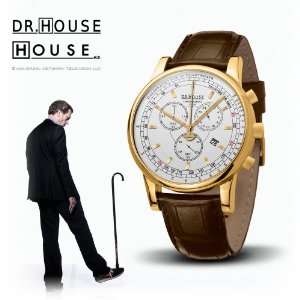   Quartz Watch with Chronograph, Silver Dial, Brown Strap Watches