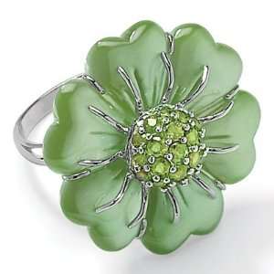  PalmBeach Jewelry Green Jade Sterling Silver Ring Jewelry