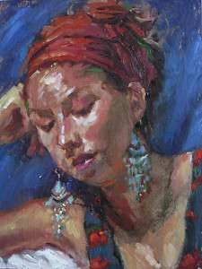 Girl in a Turban  Melissa Grimes original oil painting  