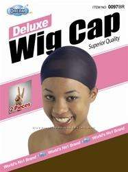 PKG OF 2 DELUX STOCKING WIG CAPS ONE SIZE FIT ALL Choice of Black 