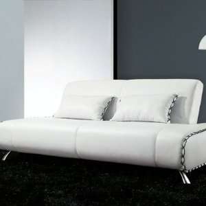   Essence Leatherette Convertible Sofa Bed in White Furniture & Decor