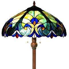 Victorian Art Deco Inspired Tiffany Style Stained Glass Floor Lamp 
