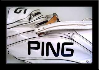 WHITE PING PGA TOUR STAFF CADDIE CARRY CART GOLF BAG VINTAGE 10.5 
