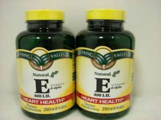 Spring Valley Natural Vitamin E 400 IU d alpha 500 softgels 