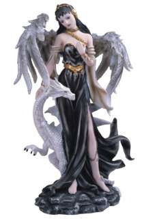 Black Fairy W White Dragon Figurine Statue Gift  