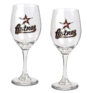  Houston Astros MLB 2pc Wine Glass Set   Primary Logo 