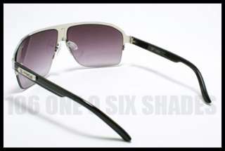   Flat Top Sunglasses Mens Half Rim SILVER and White Line on Top