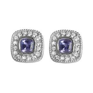    Tanzanite and White Topaz Sterling Silver Earrings Jewelry